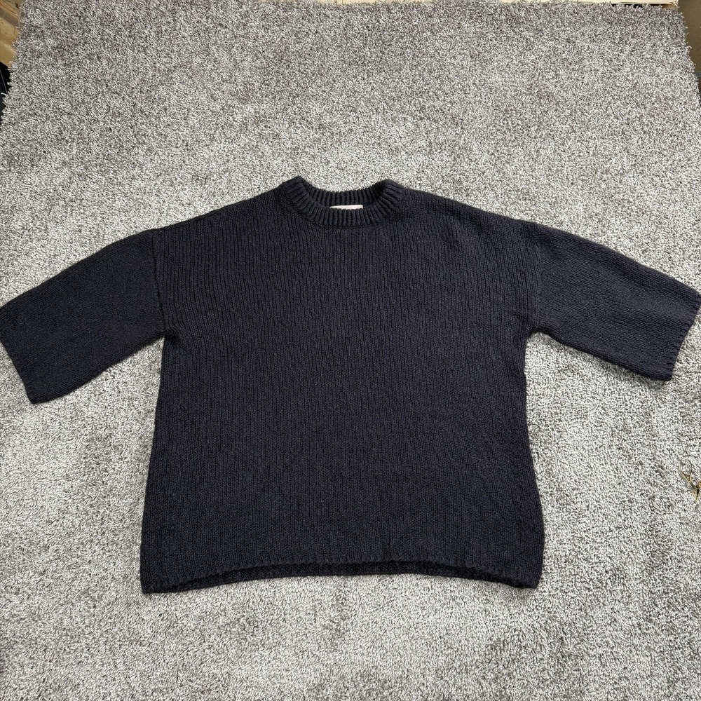 Philosophy Womens Sweater Small Black Wool Blend Pullover Crewneck Minimalist